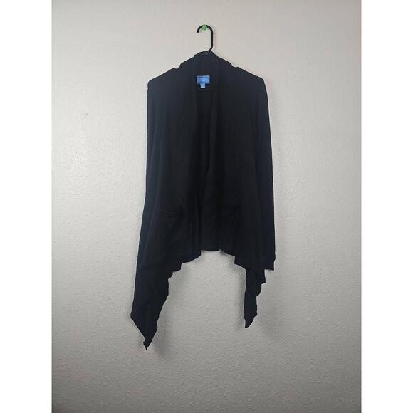 Simply Vera Wang Black Open Front Cardigan Asymmetrical Hem Womens Medium - Picture 1 of 6